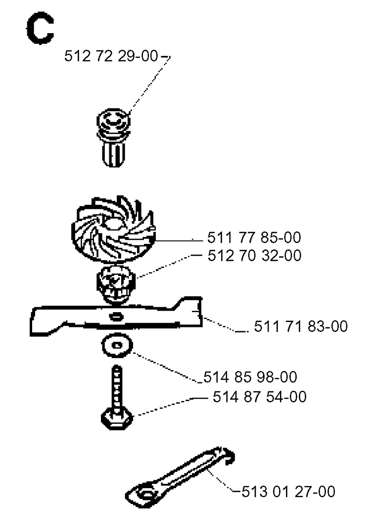 Cutting Equipment 3 Diagram and Parts List for 43EL ROYAL Husqvarna Lawn Mower