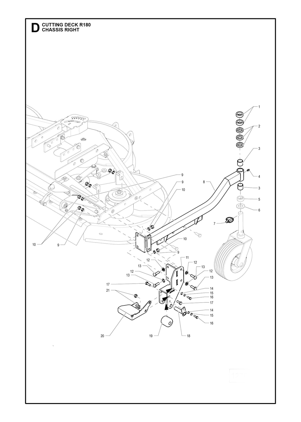 Chassis Right Diagram and Parts List for R180 ARCR5180v1 Husqvarna Lawn Tractor Accessories