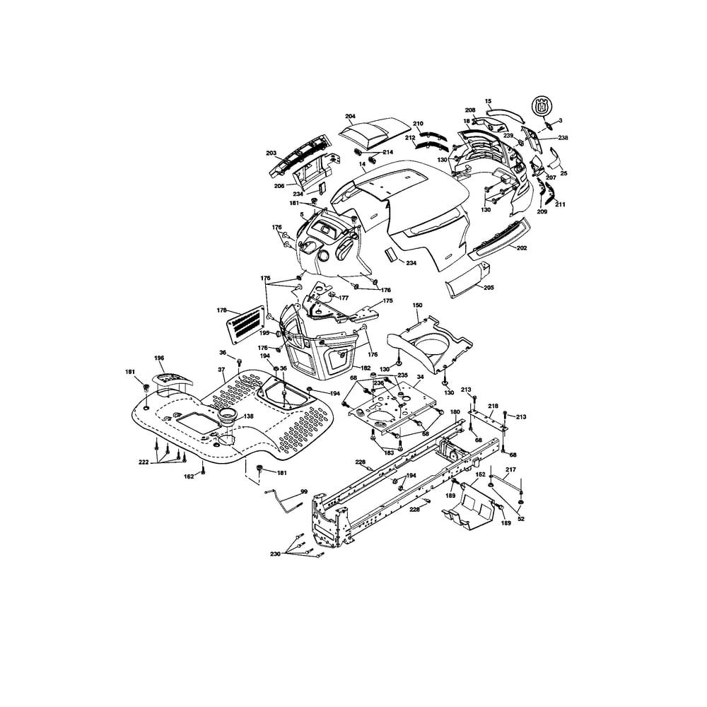 Chassis Diagram and Parts List for YTH2246-917287541  Husqvarna Lawn Tractor