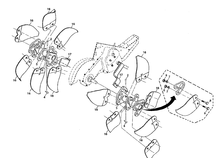 Tine Assembly Diagram and Parts List for DRT900H (96093001204)(2013-03) Husqvarna Cultivator