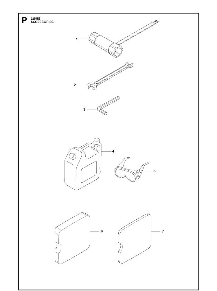 Accessories Diagram and Parts List for 226HS75S  Husqvarna Hedge Trimmer