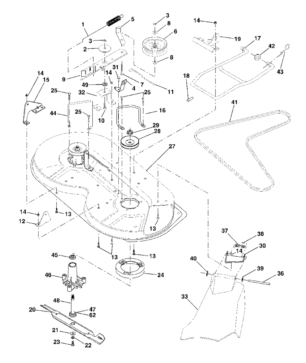 Mower Deck Diagram and Parts List for LT125 (954170001-C)(1998-10) Husqvarna Lawn Tractor