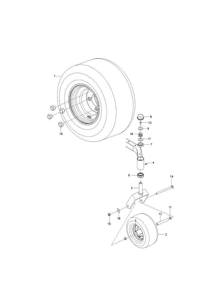 Wheels And Tires Diagram and Parts List for Z246  Husqvarna Lawn Mower