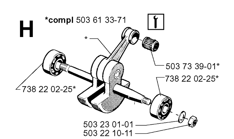 Crankshaft Diagram and Parts List for 272XP 19994500001-20070100000 Husqvarna Chainsaw
