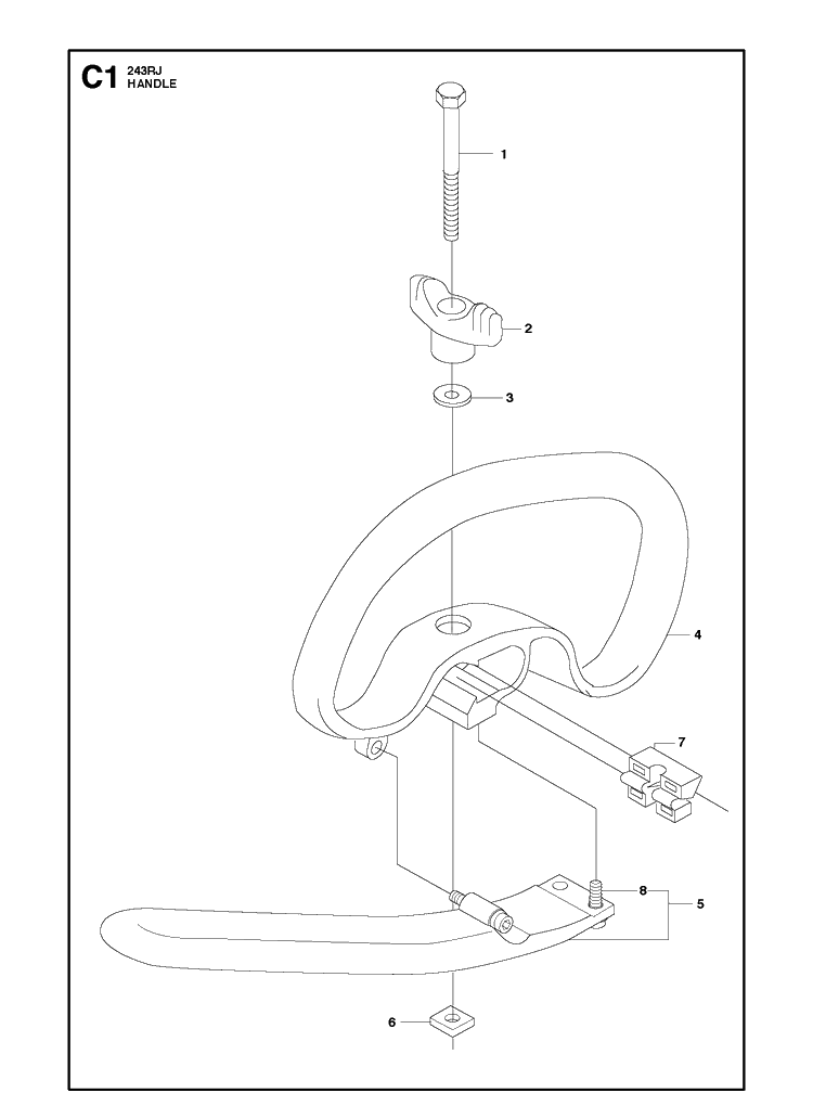 Handle 2 Diagram and Parts List for 543RS 20113200001-20121000000 Husqvarna Brush Cutter