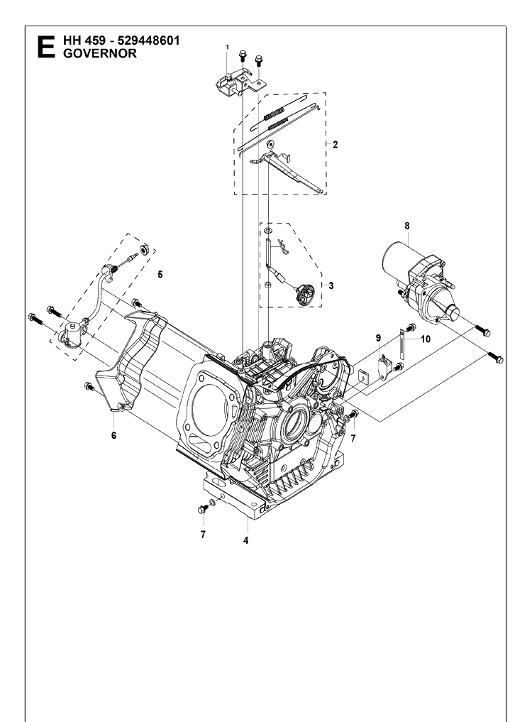 Governor Diagram and Parts List for 529448601 2018-10 Husqvarna Engine