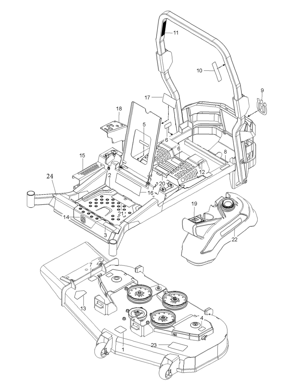 Decals Diagram and Parts List for Z560LS  Husqvarna Lawn Tractor