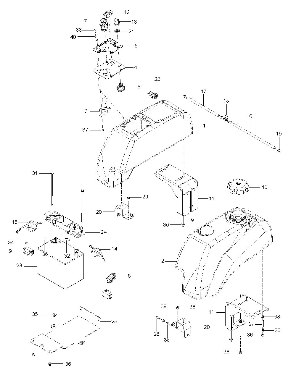 Ignition System Diagram and Parts List for MZ28ZTBF966582501-00 2010-02 Husqvarna Lawn Tractor