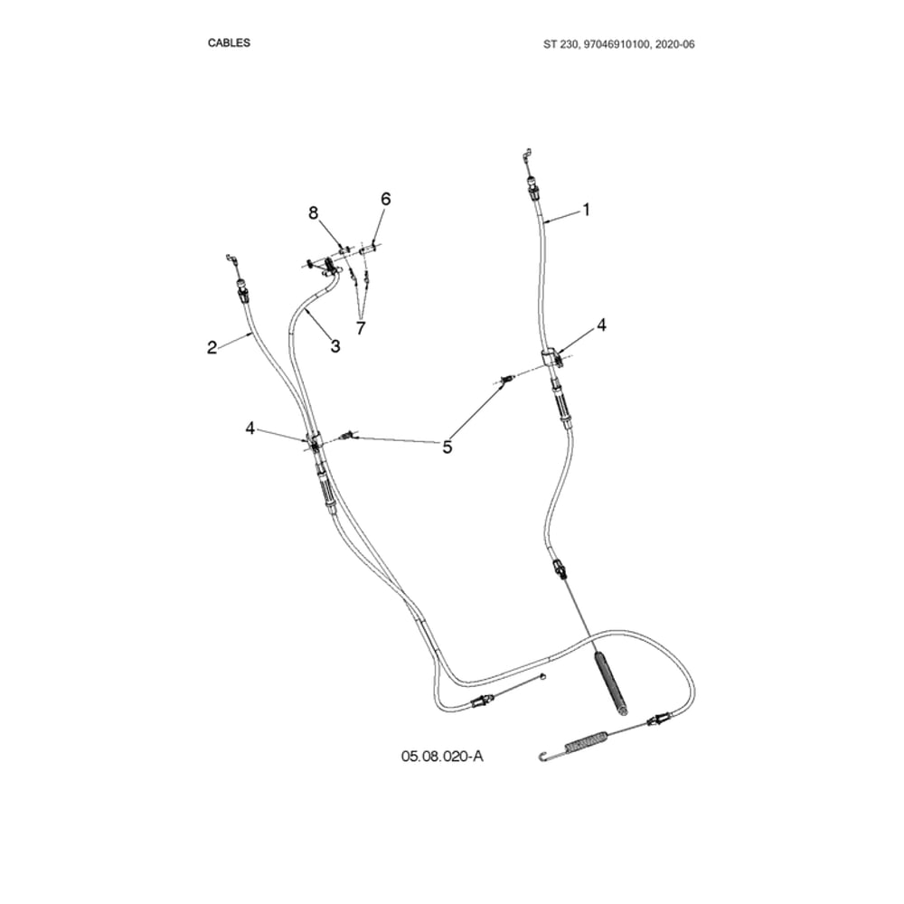 Cables Diagram and Parts List for 970528802  Husqvarna Snow Blower
