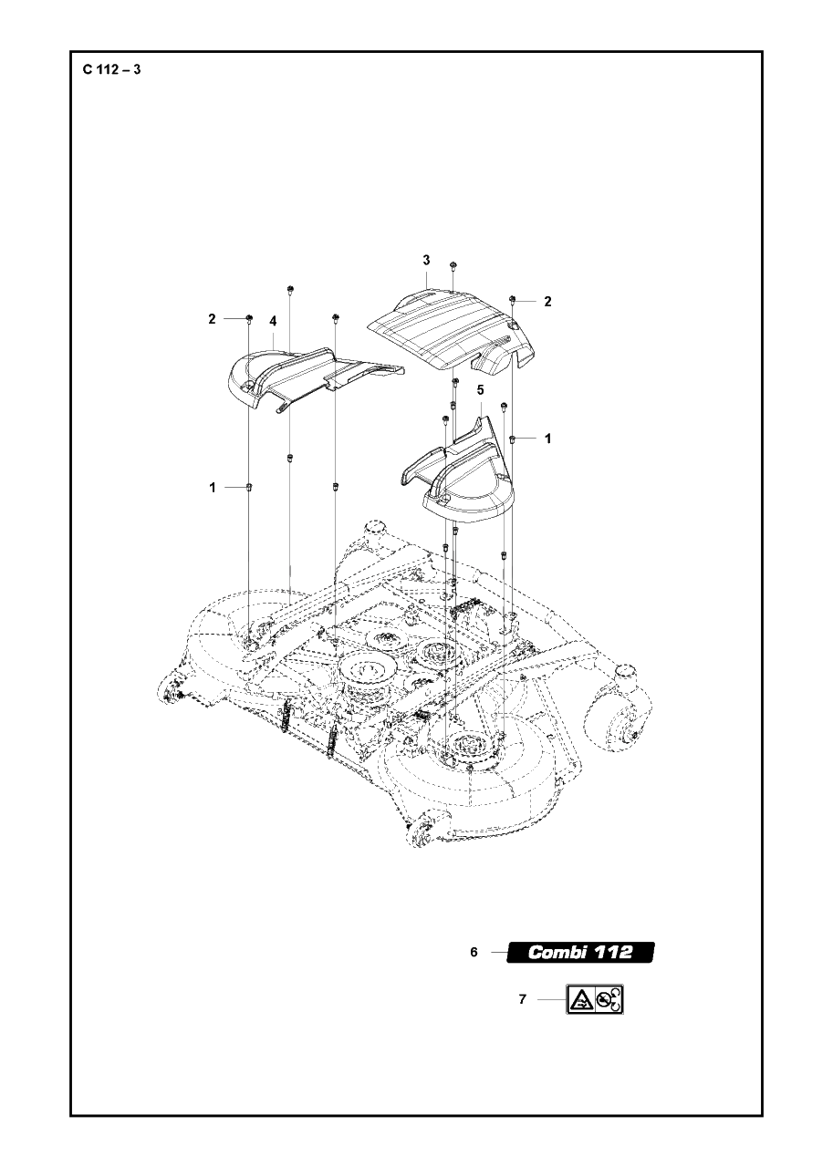 44-Inch/112cm Cutting Deck Diagram and Parts List for C112 2019-01 Husqvarna Lawn Tractor Accessories