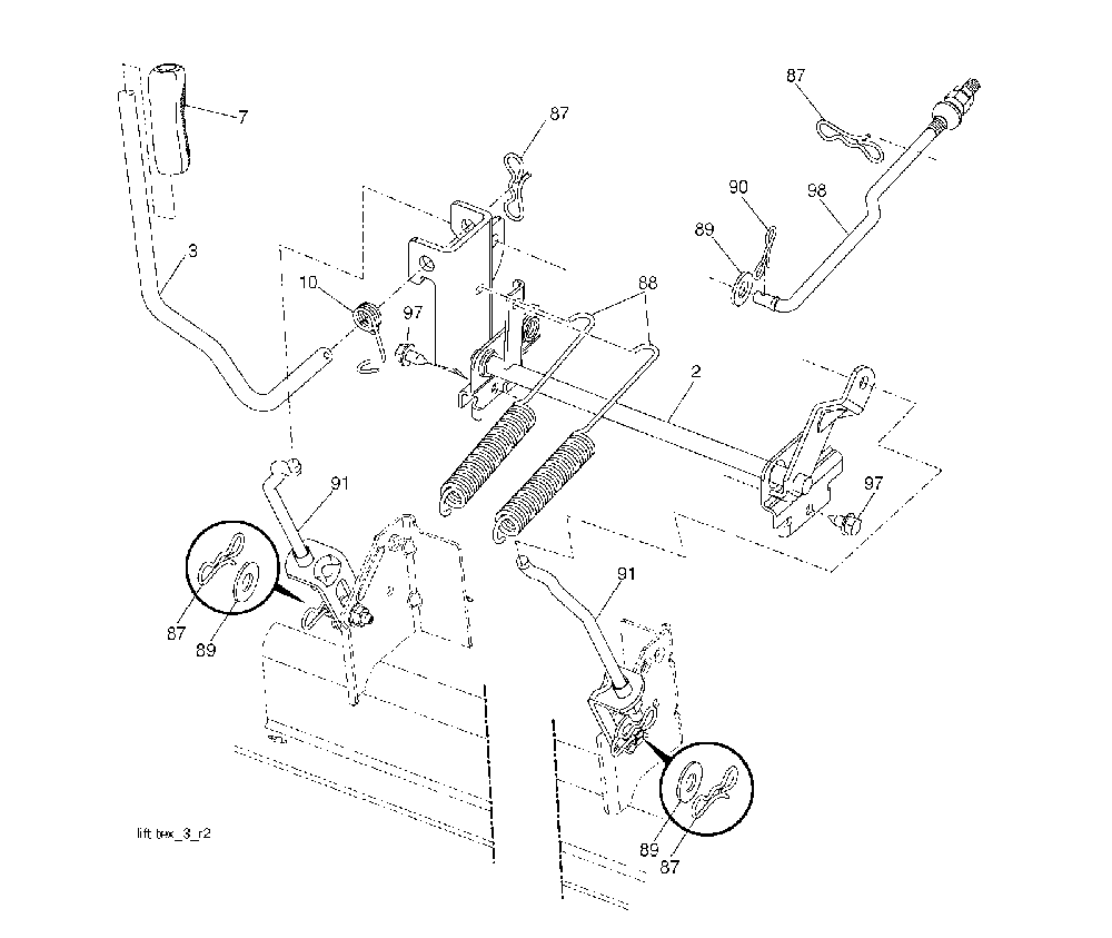 Mower Lift / Deck Lift Diagram and Parts List for YTH2754T (96041022100)(2010-12) Husqvarna Lawn Tractor