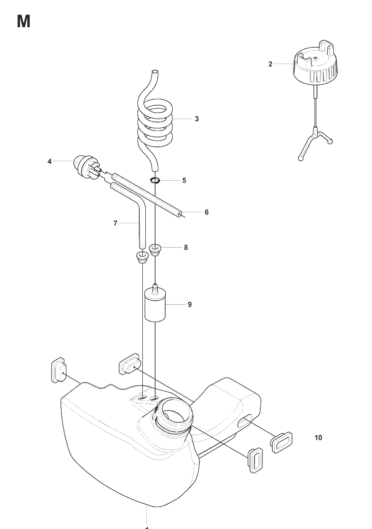 Fuel Tank Diagram and Parts List for 241RJ  Husqvarna Brush Cutter