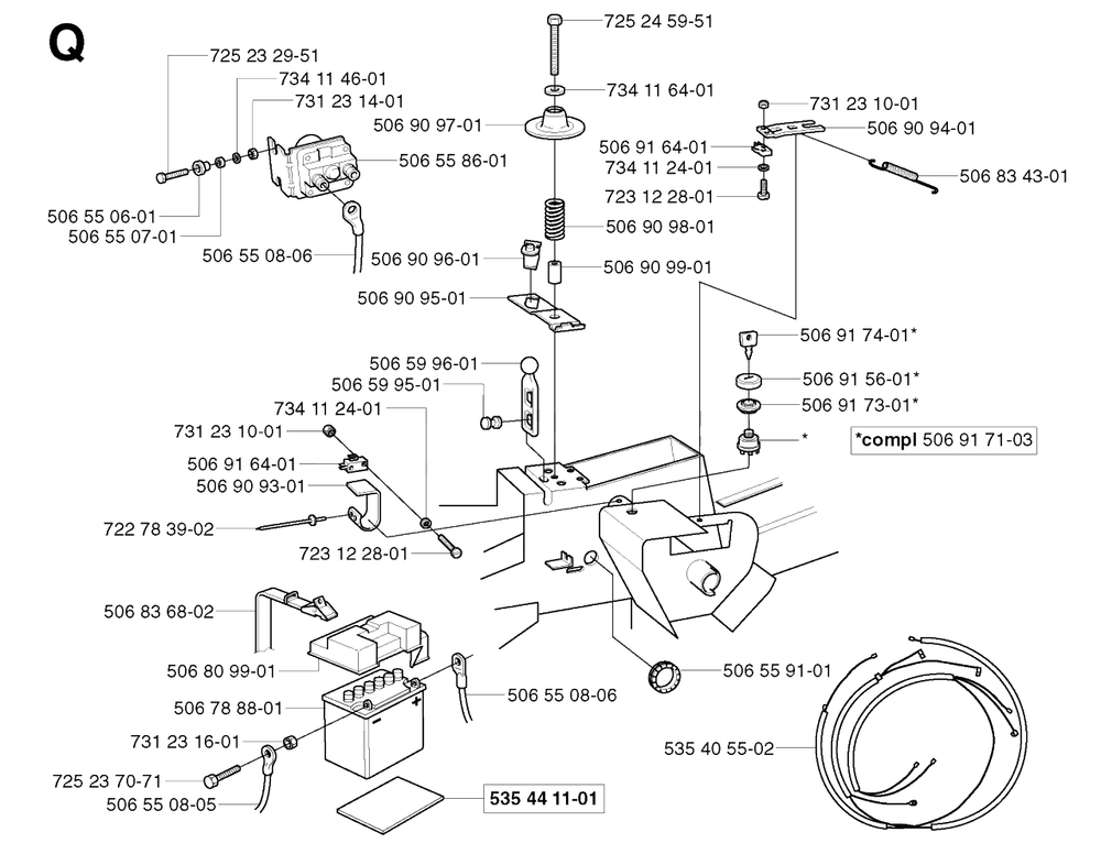 Electrical Diagram and Parts List for R11BIO 2003-01 Husqvarna Lawn Tractor