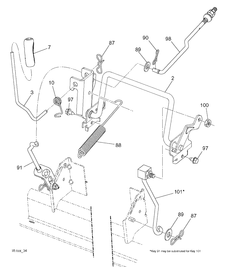 Mower Lift / Deck Lift Diagram and Parts List for CTH224TFI (96051011000)(2013-10) Husqvarna Lawn Tractor