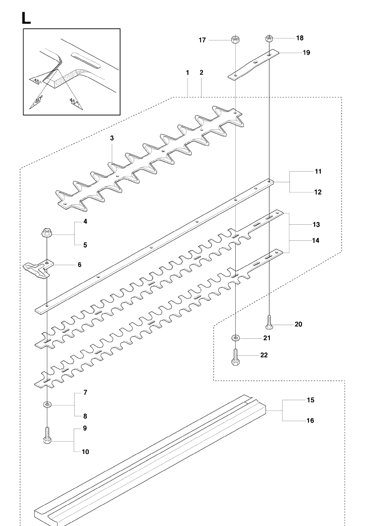 Cutting Equipment Diagram and Parts List for 323HD60 20090400001-Current Husqvarna Hedge Trimmer