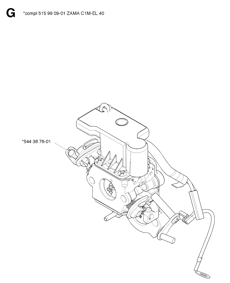 Carburetor Diagram and Parts List for 576XP 20090400001-20101000000 Husqvarna Chainsaw