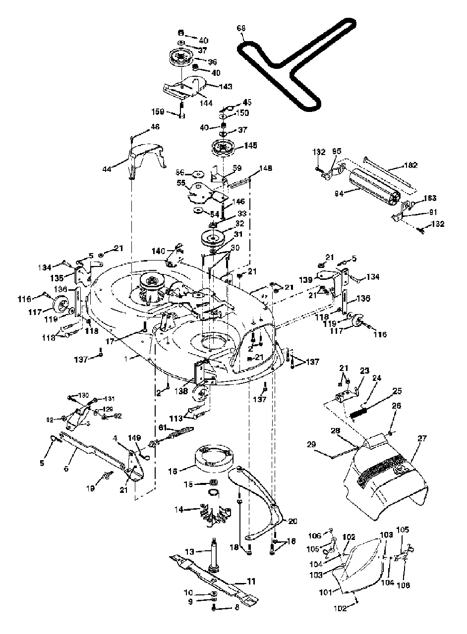 Mower Deck Diagram and Parts List for YTH1542XP (954567253-G)(2003-03) Husqvarna Lawn Tractor