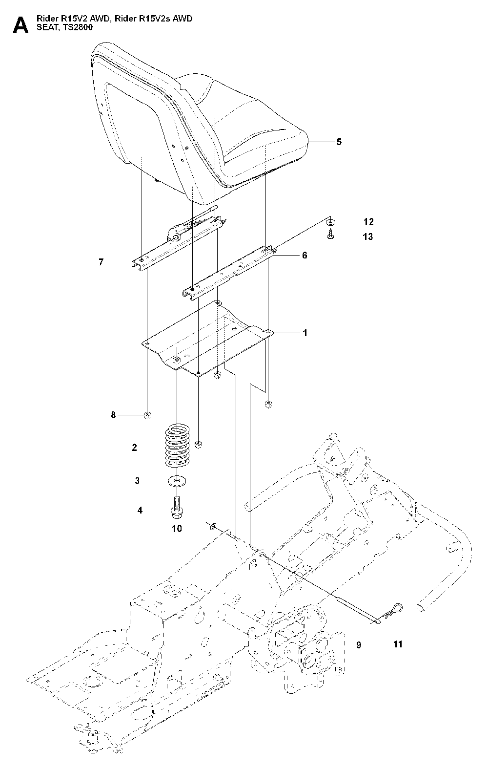 Seat Diagram and Parts List for RIDER15V2SAWD (965200901)(2009-04) Husqvarna Lawn Tractor