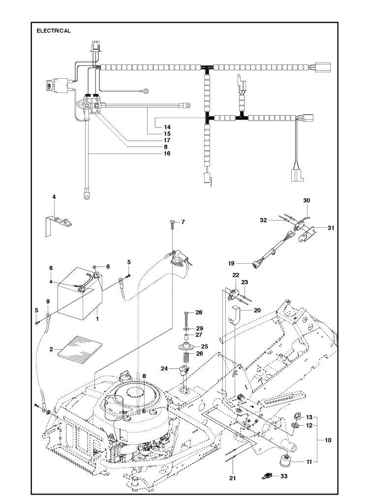 Electrical Diagram and Parts List for R214T AWD Husqvarna Lawn Mower