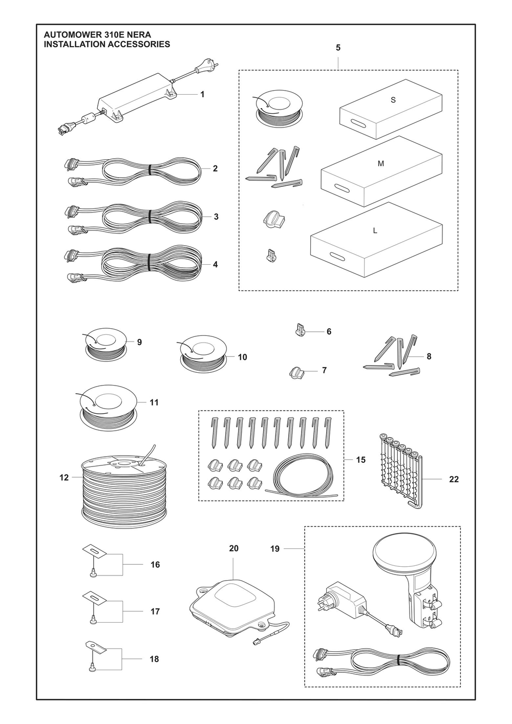 Installation Accessories Diagram and Parts List for 310ENERA  Husqvarna Lawn Mower