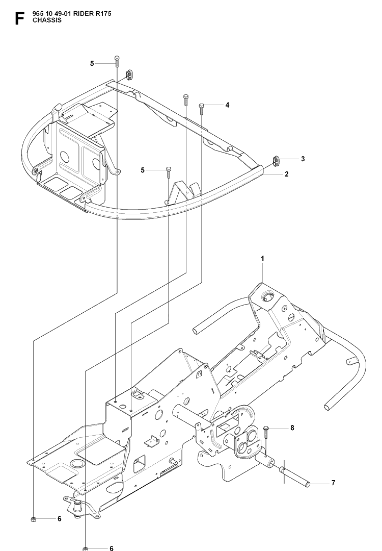 Chassis / Frame Diagram and Parts List for RIDER175 (965104901)(2007-01) Husqvarna Lawn Mower
