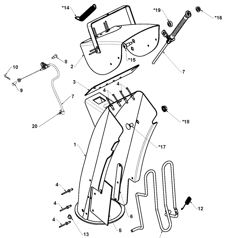 Control Panel And Discharge Chute 5 Diagram and Parts List for ST424T  Husqvarna Snow Blower