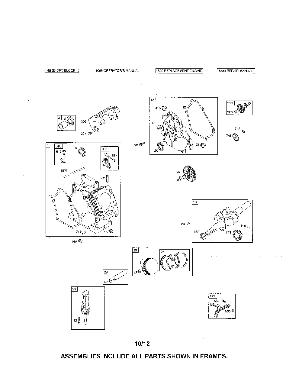 Cylinder/crankshaft/crankcase Diagram and Parts List for 96083000605  Husqvarna Tiller