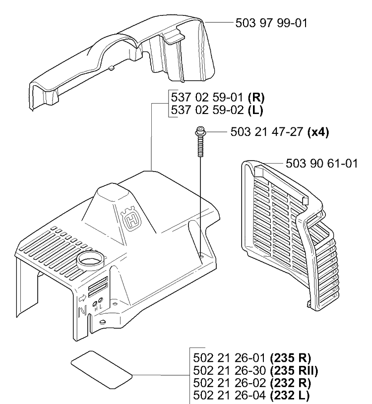 Covers Diagram and Parts List for 232L 2006-04 Husqvarna Trimmer