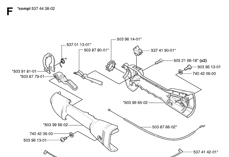 Throttle Controls Diagram and Parts List for 326HE3 (X-SERIES)(20054000001-20090900000) Husqvarna Hedge Trimmer
