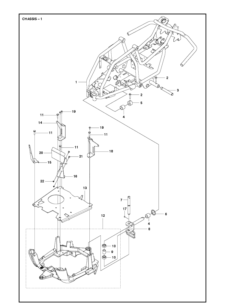 Chassis Rear Diagram and Parts List for R112C (967178402)(2021-01) Husqvarna Lawn Mower