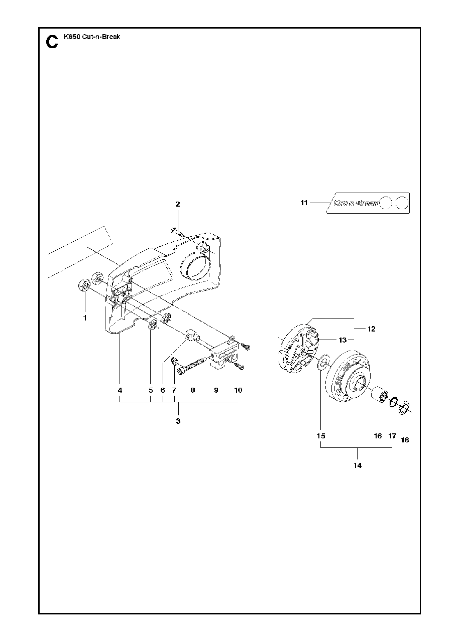 Clutch Diagram and Parts List for K650CUT-N-BREAK 2007-10 Husqvarna Circular Saw