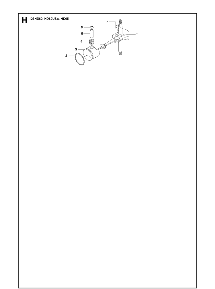 Piston And Crankshaft Diagram and Parts List for 123HD65X 20100600001-Current Husqvarna Hedge Trimmer