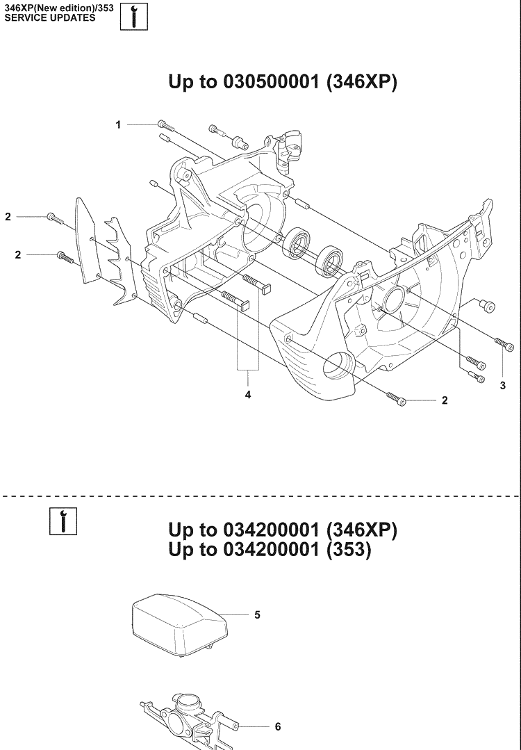 Crankcase / Air Filter Diagram and Parts List for 353 2009-02 Husqvarna Chainsaw