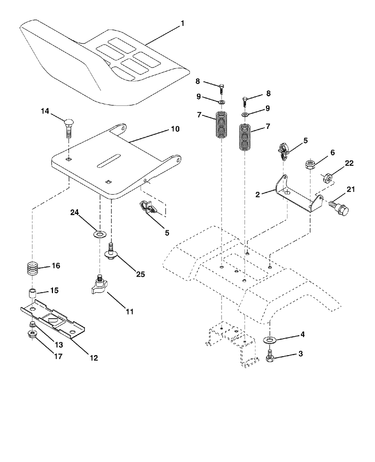 Seat Diagram and Parts List for YTH2148-LO21H48C (954572035)(2005-01) Husqvarna Lawn Tractor