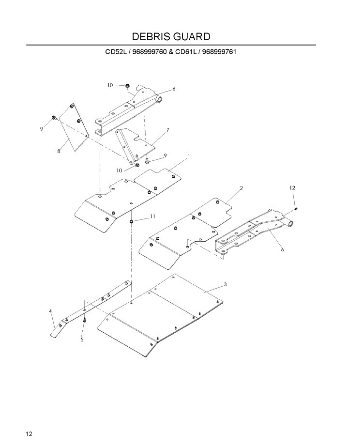 Debris Shield Diagram and Parts List for 968999760 2009-03 Husqvarna Lawn Mower