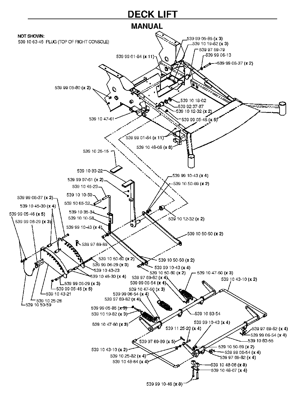 Mower Lift / Deck Lift Diagram and Parts List for BZ34C (968999316)(2006-04) Husqvarna Lawn Tractor