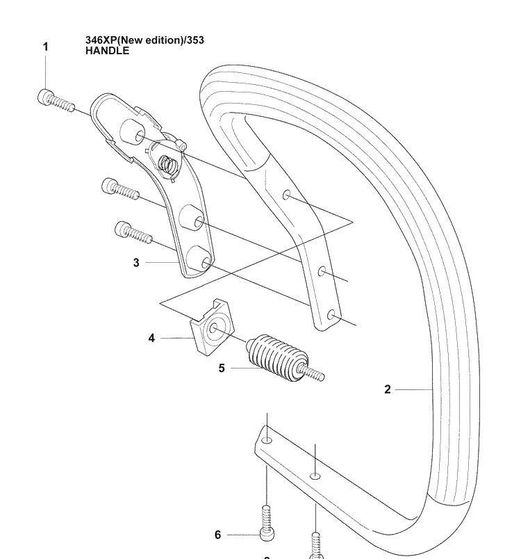 Front Handle (Ne) Diagram and Parts List for 353 2009-02 Husqvarna Chainsaw