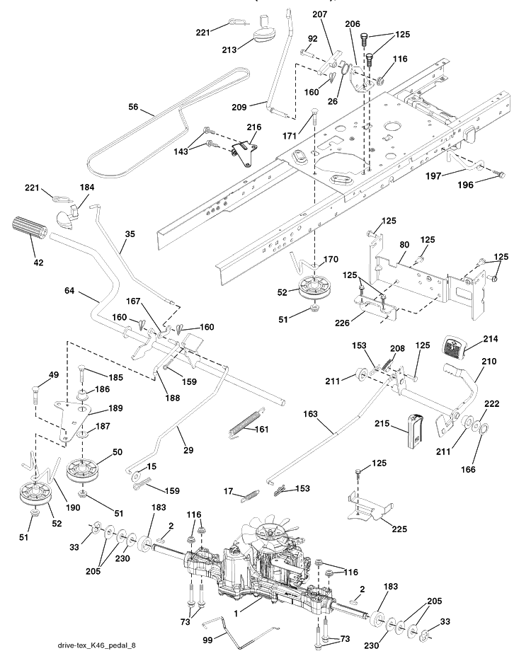 Drive Diagram and Parts List for 2348LS (96043004900)(2008-03) Husqvarna Lawn Mower