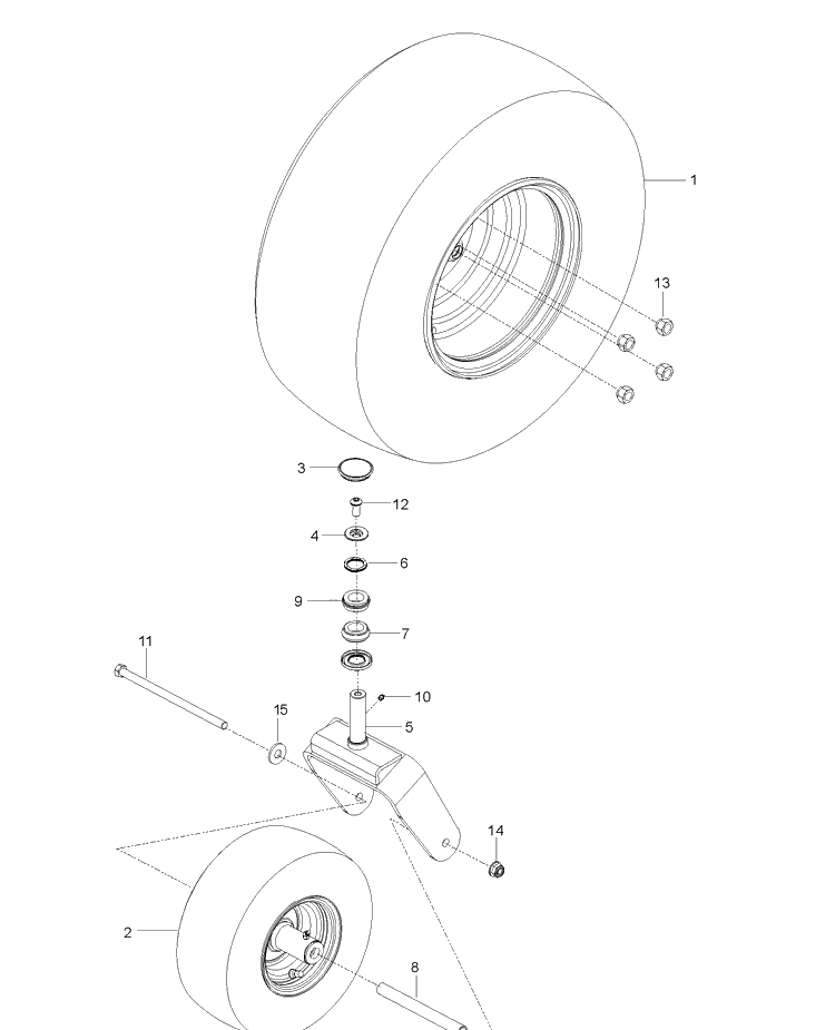 Wheels And Tires Diagram and Parts List for V554  Husqvarna Lawn Mower