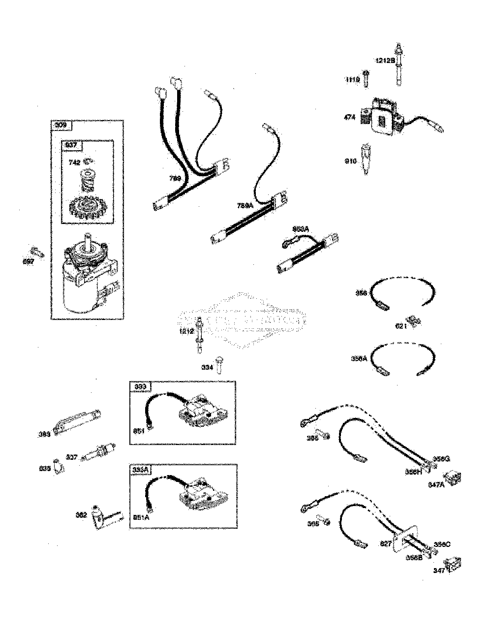 Electric starter/ignition Diagram and Parts List for HU775H-96145000700  Husqvarna Lawn Mower