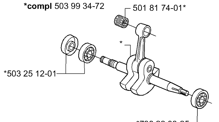 Crankshaft Diagram and Parts List for 385 2001-04 Husqvarna Chainsaw