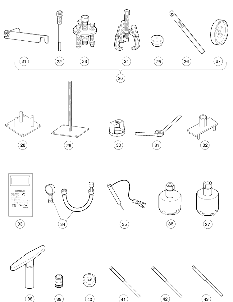 Maintenance And Service Tools - Diesel 1 Diagram and Parts List for HUV4421GXP 2009 Husqvarna Lawn Tractor