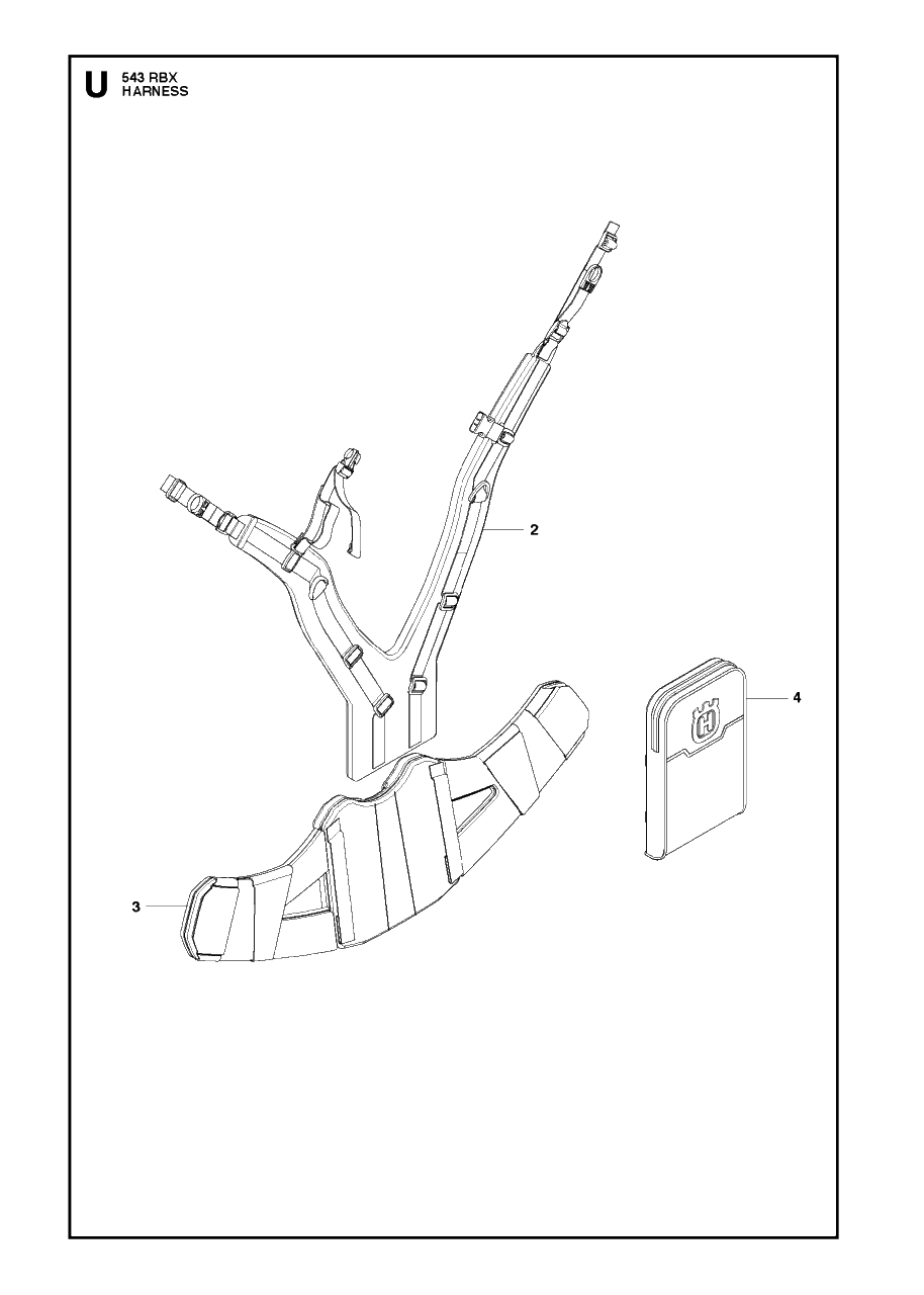 Harness 2 Diagram and Parts List for 543RBX 20130500001 - 20154400000 Husqvarna Brush Cutter