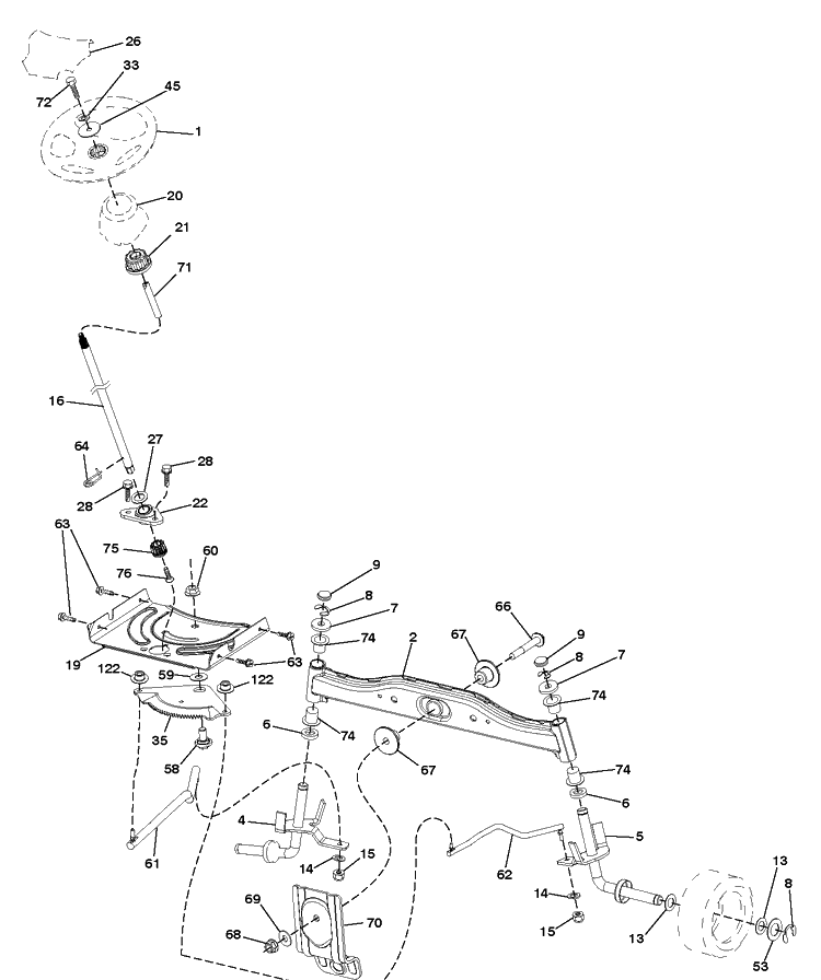 Steering Diagram and Parts List for TC138 (96051017900)(2018-07) Husqvarna Lawn Tractor