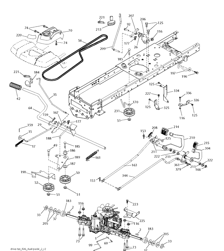 Drive Diagram and Parts List for TS248TXD (96041045200)(2020-03) Husqvarna Lawn Tractor