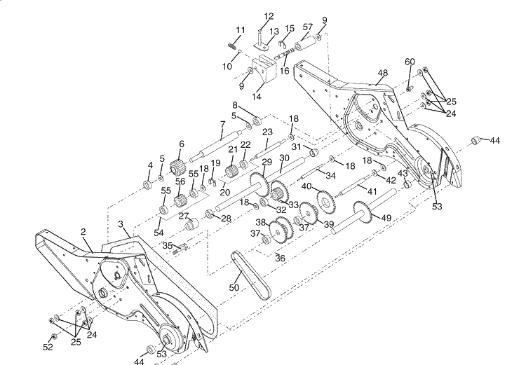 Transmission Diagram and Parts List for 700DRT (96093000404)(2008-11) Husqvarna Tiller
