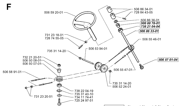 Steering Diagram and Parts List for RIDER970HST 1998-03 Husqvarna Lawn Mower