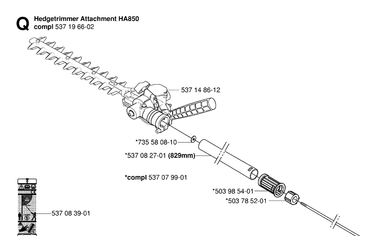 Attachments 2 Diagram and Parts List for 323HE3 20050600001-20053600000 Husqvarna Hedge Trimmer