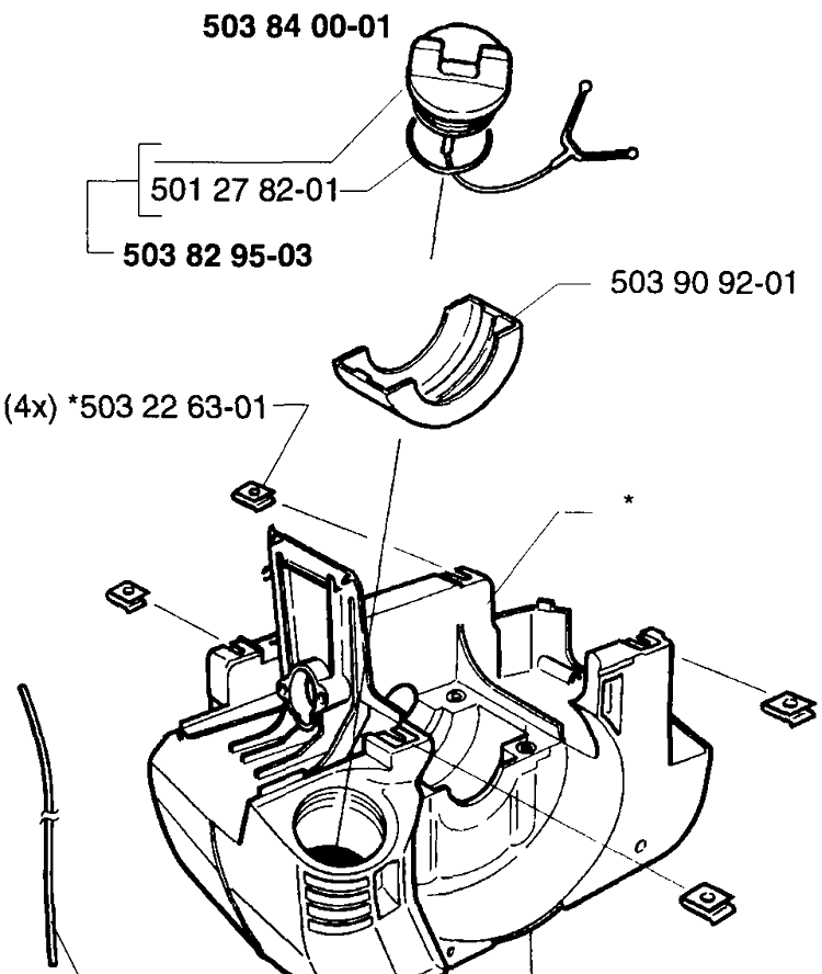 Fuel Tank Diagram and Parts List for 225LD 1997-02 Husqvarna Brush Cutter