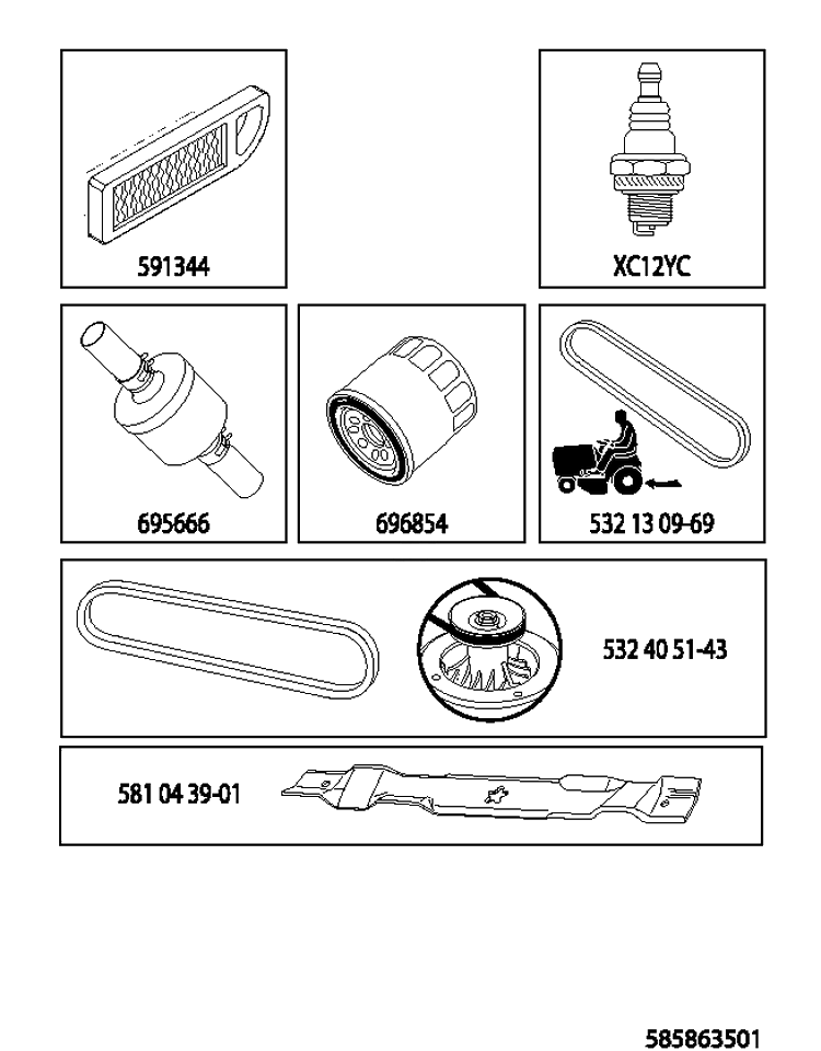 Accessories Diagram and Parts List for YTH224TFI (96041034500)(2013-11) Husqvarna Lawn Tractor